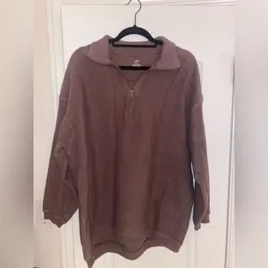 Aerie good vibes corded online oversized quarter zip sweatshir